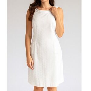 Talbots White Eyelet Sleeveless‎ Dress Lined Cotton 12 Wedding Grad Initiation